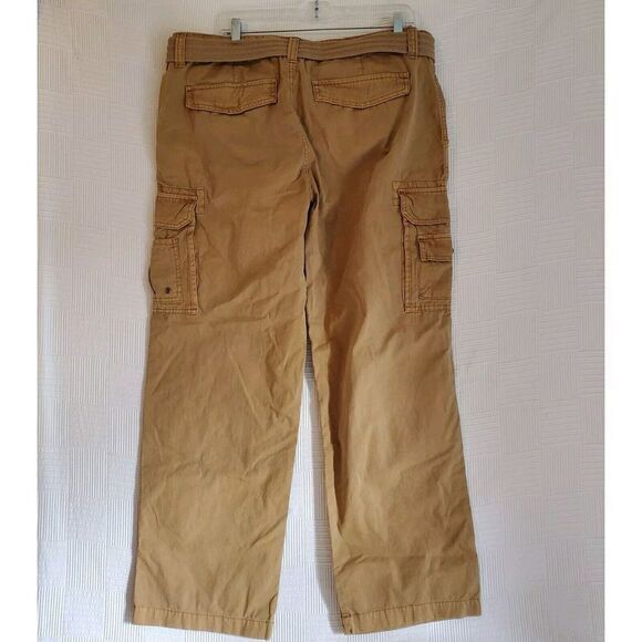 New Iron Co. Mens Belted Cargo Pants Regular-Fit Straight Leg Tan MSRP $54 38x30 - Picture 4 of 6